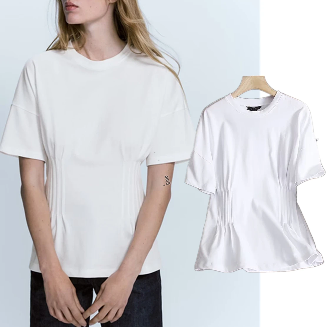 

Jenny&Dave 2023 Fashion Simple Cotton Summer T-shirt Round Neck Short Sleeve T-shirt Casual Top For Women