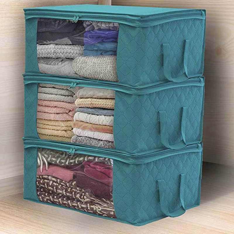 

1Piece Large Storage Box Zipper Cover Window Folding Organizer Bedroom Shelf Wardrobe Cloth Toy Fabric Foldable Box For Objects