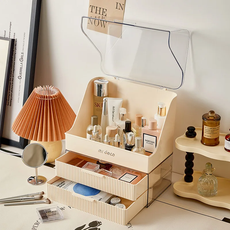 

Transparent Desk Makeup Organizer Box Large Capacity Cosmetic Jewelry Storage Drawer Bathroom Dressing Table Sundries Container