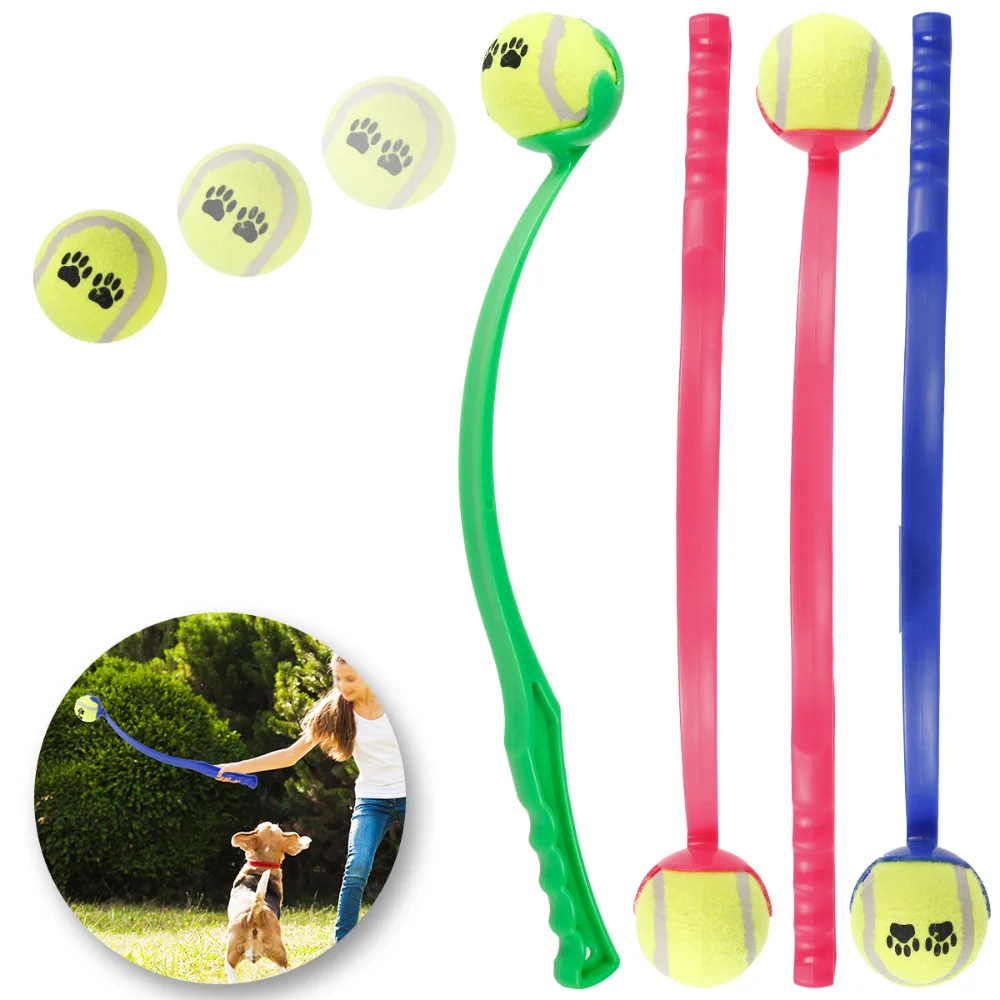 Lanzador de bolas de tenis para perros, juguete de entrenamiento duradero para cachorros, accesorios para perros, 2 piezas