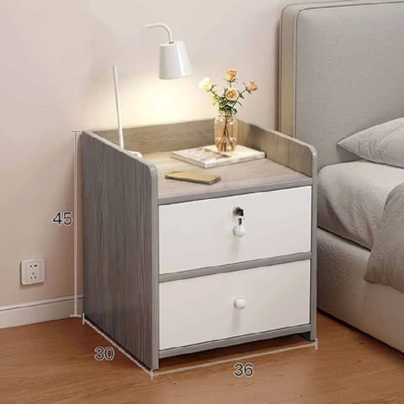 

Double Draw Nightstands Household Bedroom With Lock Drawer Leniency Mesa Heighten Fence Creativity Bedside Small Furniture