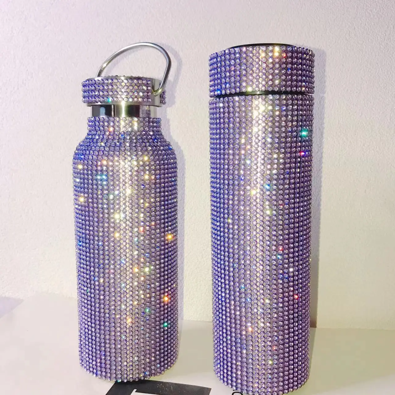 

Diamond Thermos Vacuum Flask Hot Water Thermos Bottle Stainless Steel Purple Large Insulated Bottle Coffee Mug Bling Tumbler