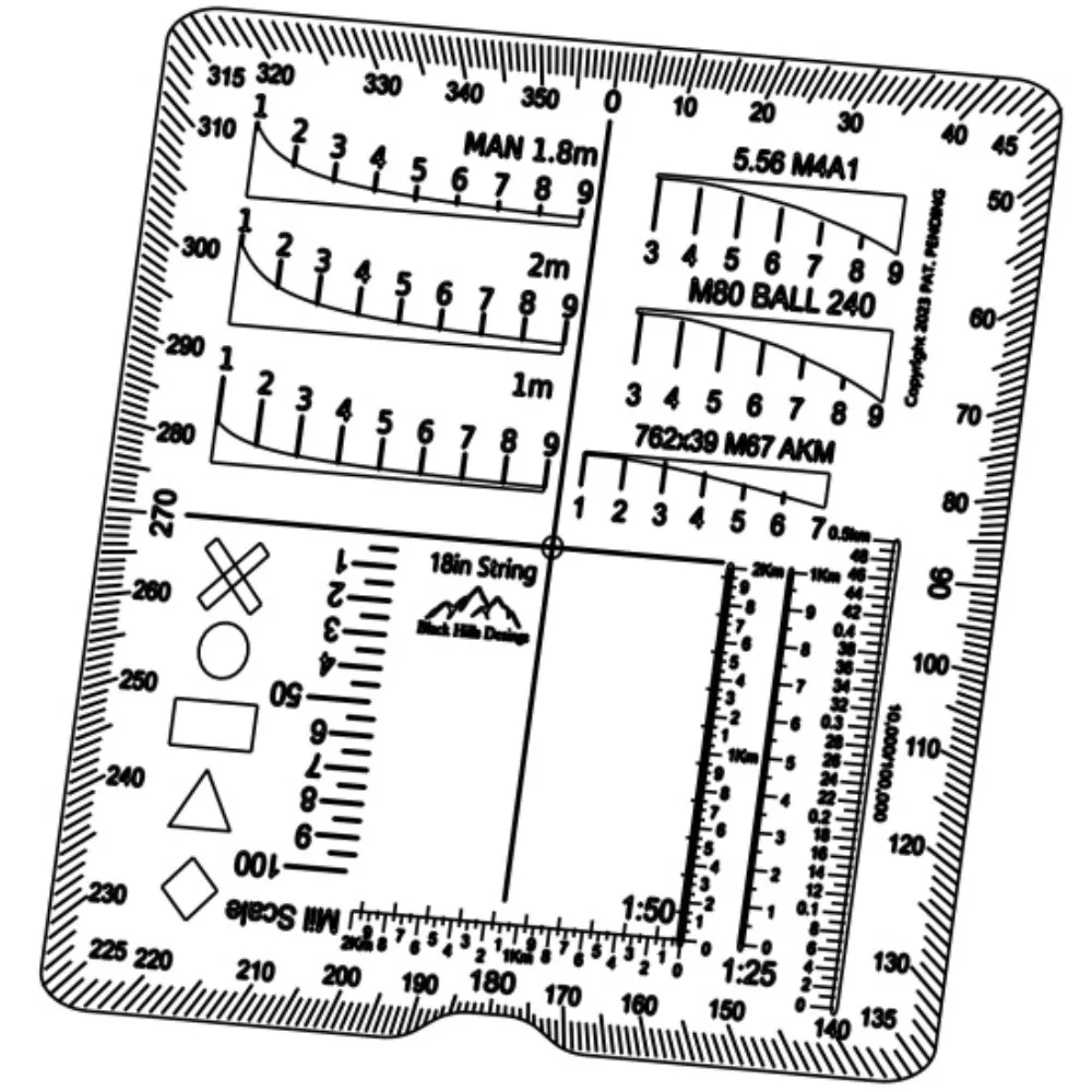

Акриловый дальномер, квадратная уличная вспомогательная линейка, считыватель координатной сетки, охотничья линейка, вспомогательный дальномер