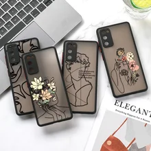 A53 5g Case For Samsung A51 Case S23 S22 Ultra S20 FE A52 A52s 5g A32 A12 A22 A51 A71 A73 Line Art Sketch Flower Girl Case Cover