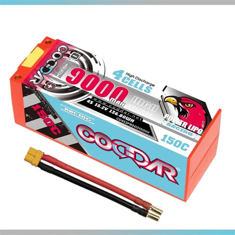 

CODDAR 9000mAh 150C 4S 15.2V HV Lipo Battery 5mm Bullet For RC Cars for 1/8 Vehicles Racing Tank Truck Truggy Buggy Model