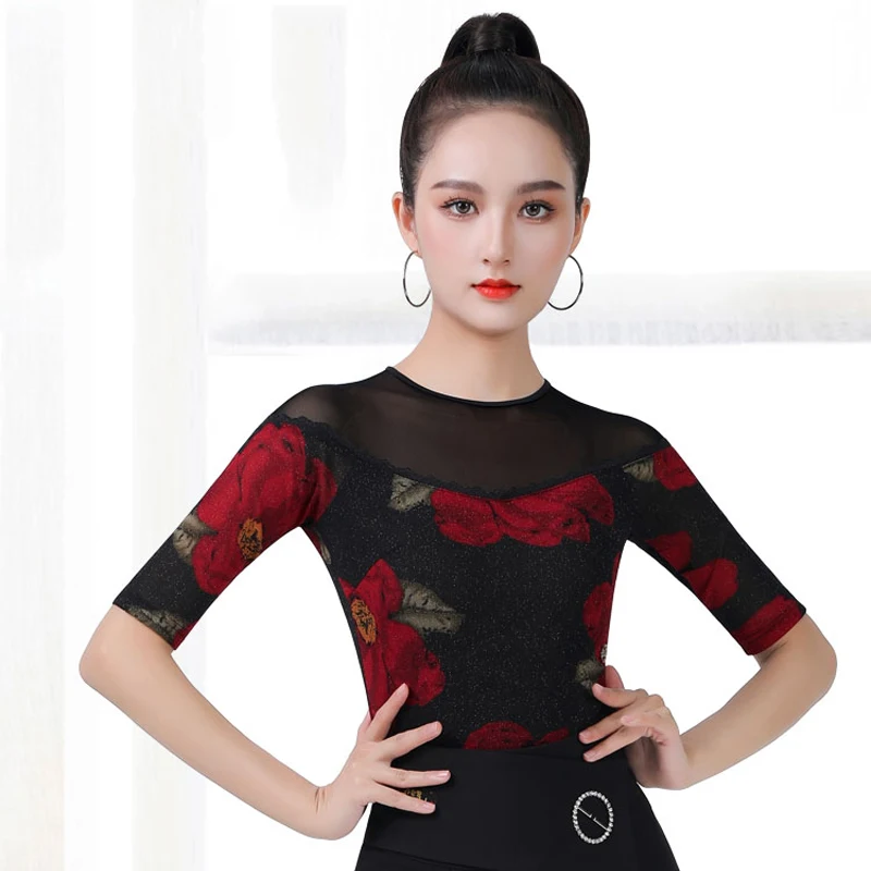 

Женские топы для латиноамериканских танцев, танцевальный топ в современном стиле, латиноамериканская Самба, ча-Румба, тренировочная верхня...