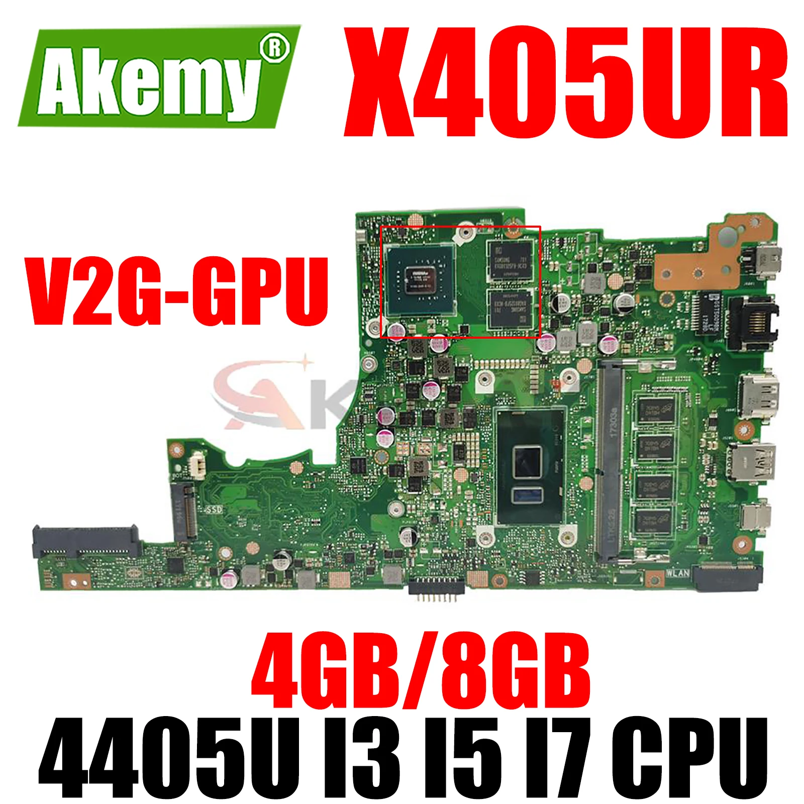 

For ASUS X405U X405UN X405UR X405URP X405UQ X405UF Laotop Motherboard X405UR Mainboard 4405U I3 I5 I7 CPU 4GB 8GB RAM V2G-GPU