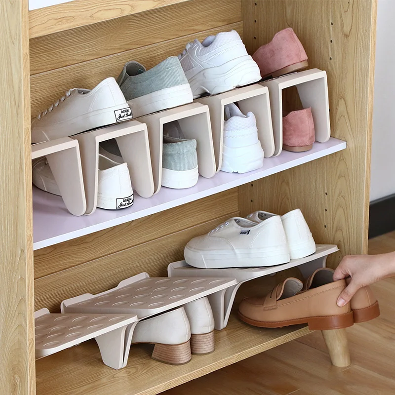 Стеллаж хранение обуви двухслойный кронштейн для шкаф общежития отделочная