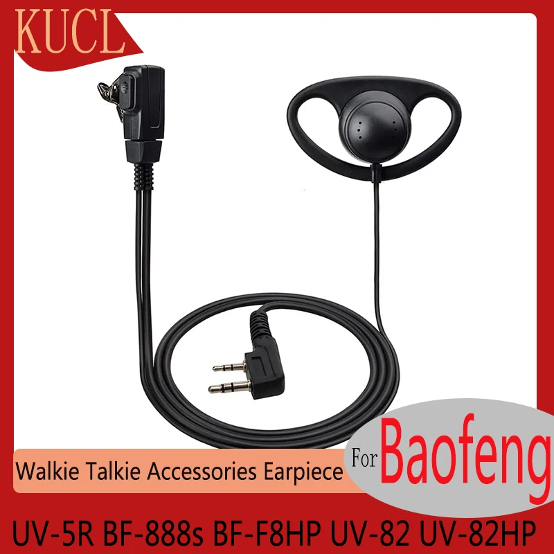 Two Way Radio Walkie Talkie Earpiece with Mic PTT 2 Pin Headset for Baofeng UV-5R BF-888s BF-F8HP UV-82 UV-82HP Kenwood Retevis