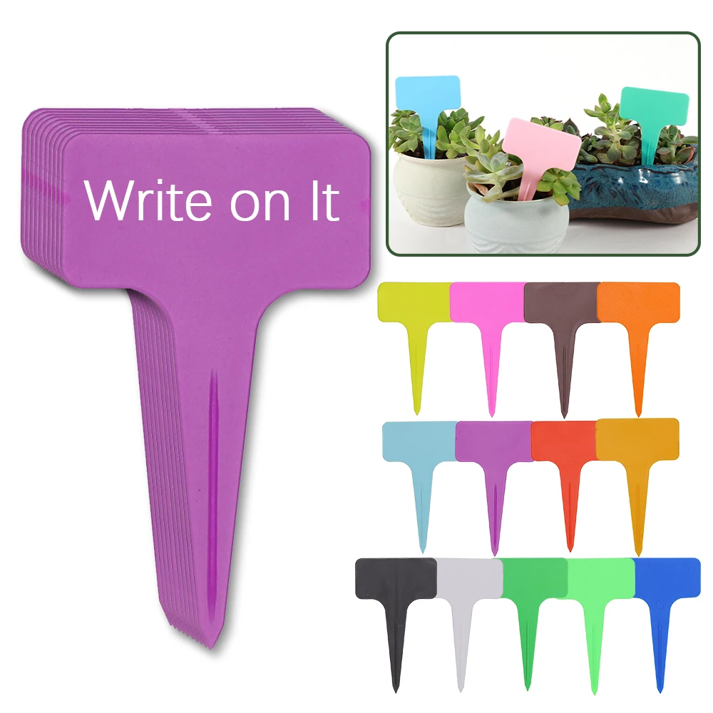 20PCS Plant Labels Tags Plastic Waterproof Anti-UV Record Plate Clean Reuse Diy Garden Decorating Tools Multiple Colors Durable