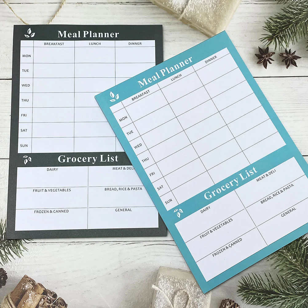 

2 Pcs Meal Planner Household Menu Home Weekly Calendar List Tearable Notebook Food Paper Diet