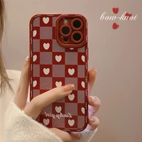 retro sweet girls stripe plaid love art japanese phone case for iphone 13 12 11 pro max xs max xr 7 8 plus case cute soft cover