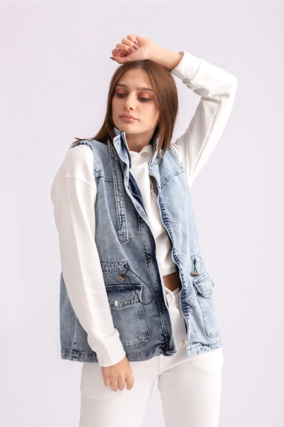 

Women's Fashion Denim Jacket Coat Woman Washing Jeans Vest