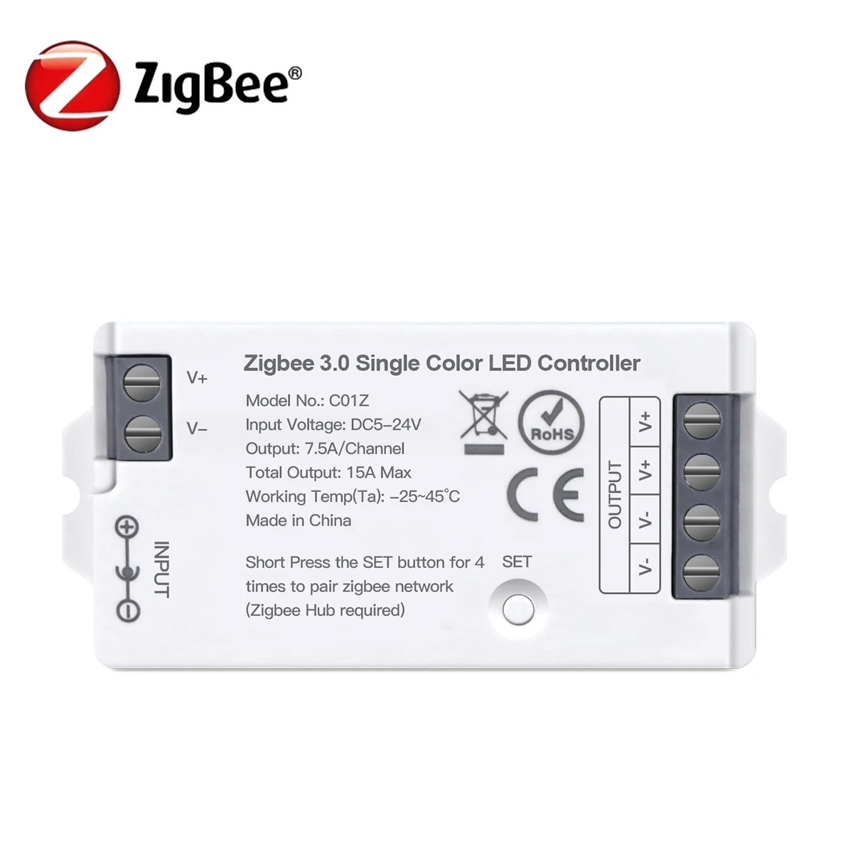 

Zigbee 3.0 RGB CCT RGBW контроллер для светодиодной ленты