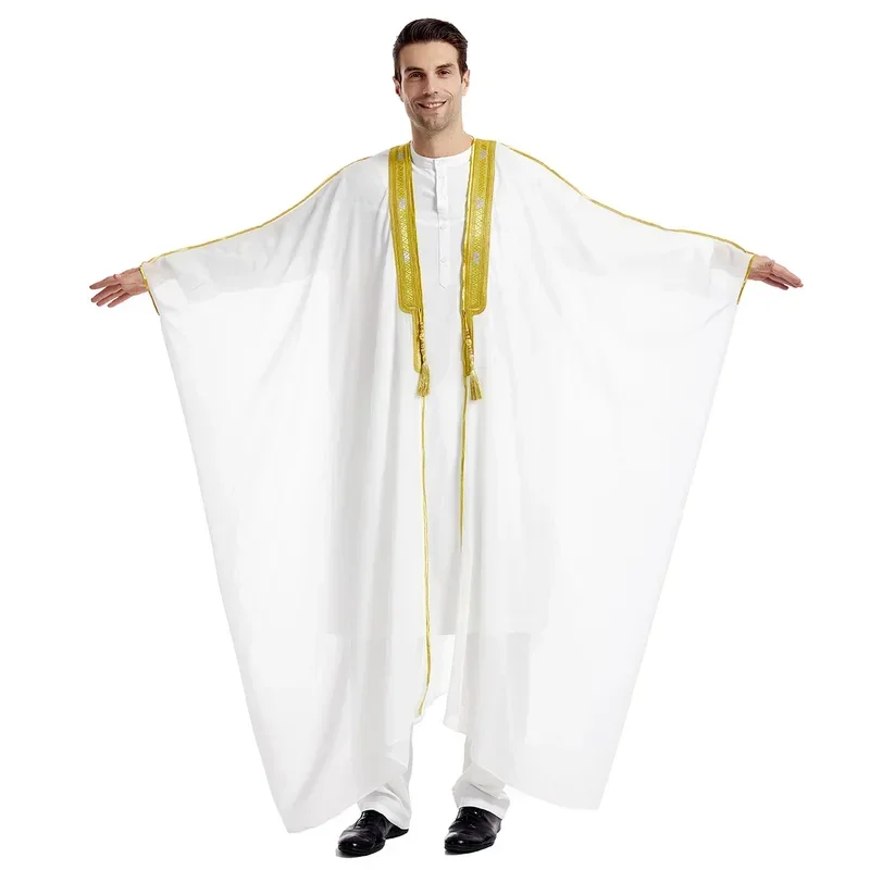 Islamic Clothing Men Robe Arabic Costumes Kaftan Muslim Man Moroccan Casual Long Dress Striped Middle East National Costume