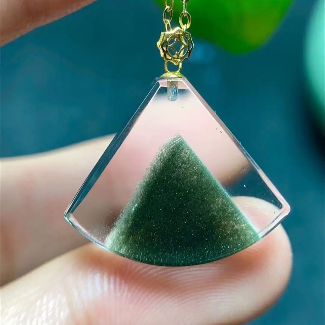 

Подвеска из натурального зеленого кварца фантомного цвета, ювелирное изделие из 18-каратного золота для мужчин и женщин, подарок на восстановление богатства, энергетический кристалл, бусины 18x20x5 мм AAAAA