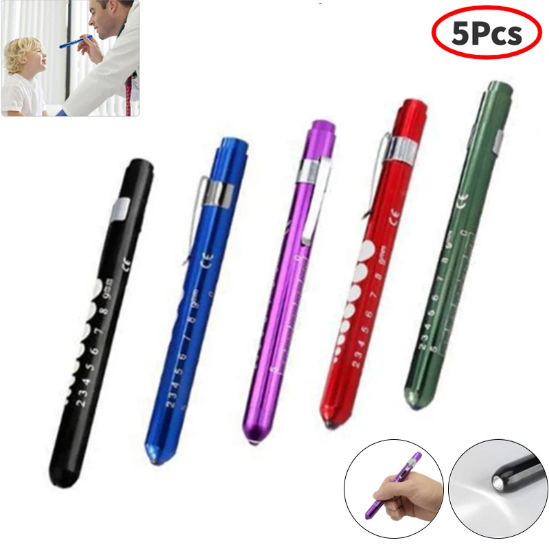 

5 Pcs Portable Flashlight Medical First Aid LED Pen Light Flashlight Torch Doctor Nurse EMT Emergency Medical Pen Light Ear Lamp