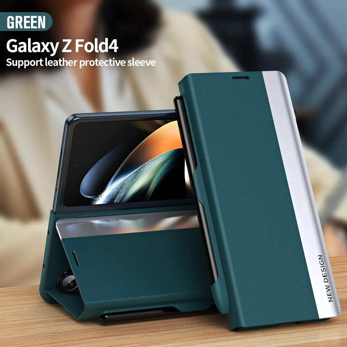 

For Samsung Galaxy Z Fold4 Case, PU Leather Protective Cover for Z Fold3 Build-in S Pen Slot Magnetic Phone Case