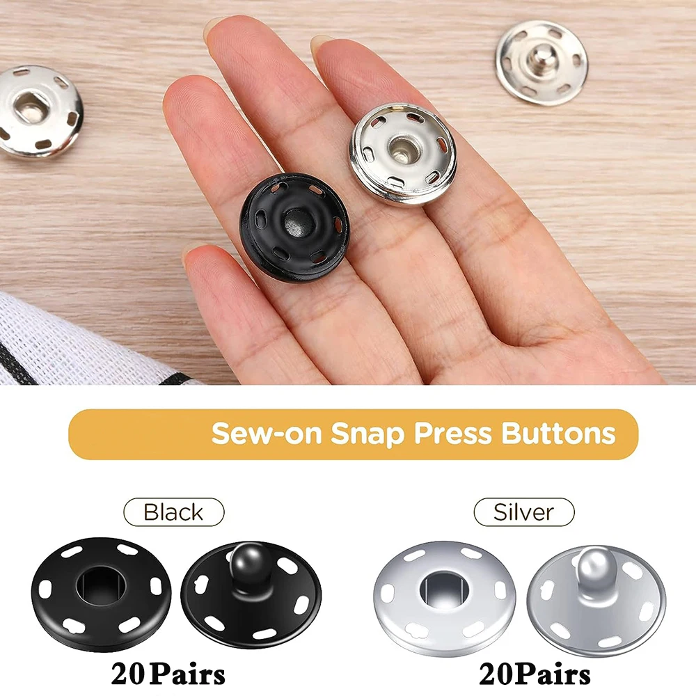 Набор металлических кнопок для шитья комплект из 40 наборов 12 мм