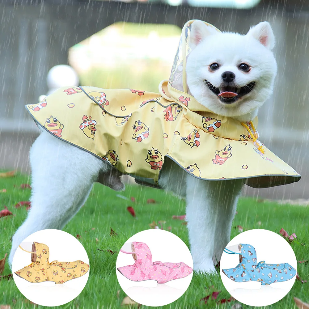 

New Cute Dog Raincoat PU Waterproof Pet Dog Clothes Reflective For Small Large Dogs Raincape Bulldog Rain Coat Puppy Pet Outfit