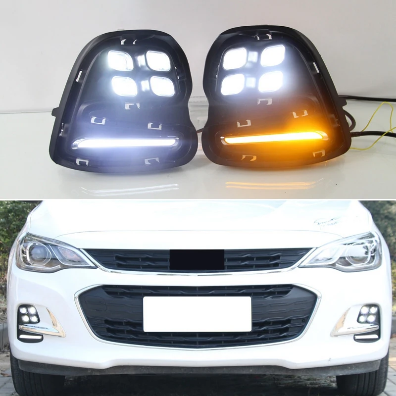 

Daytime Running Lights For Chevrolet Cavalier 2015-2017 DRL With Turn Signals LED Fog Lights Headlights