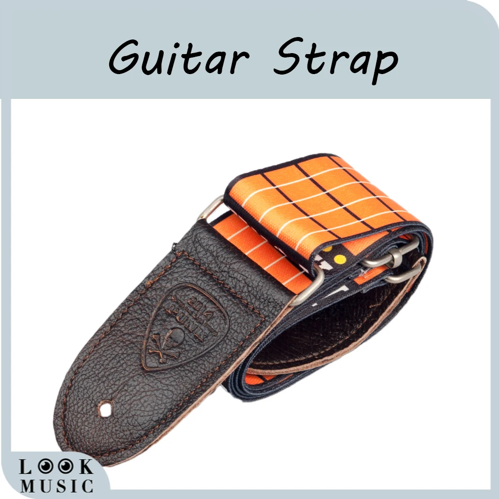 

Gutiar Strap Adjustable For Acoustic Guitar Bass Strap Black-Orange