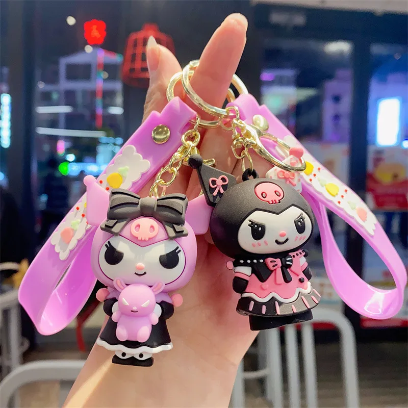 

Подвеска-брелок Sanrio Женская Kawaii Kuromi аниме экшн-фигурки коллекционные модели игрушки для детей Ювелирные изделия Подарки