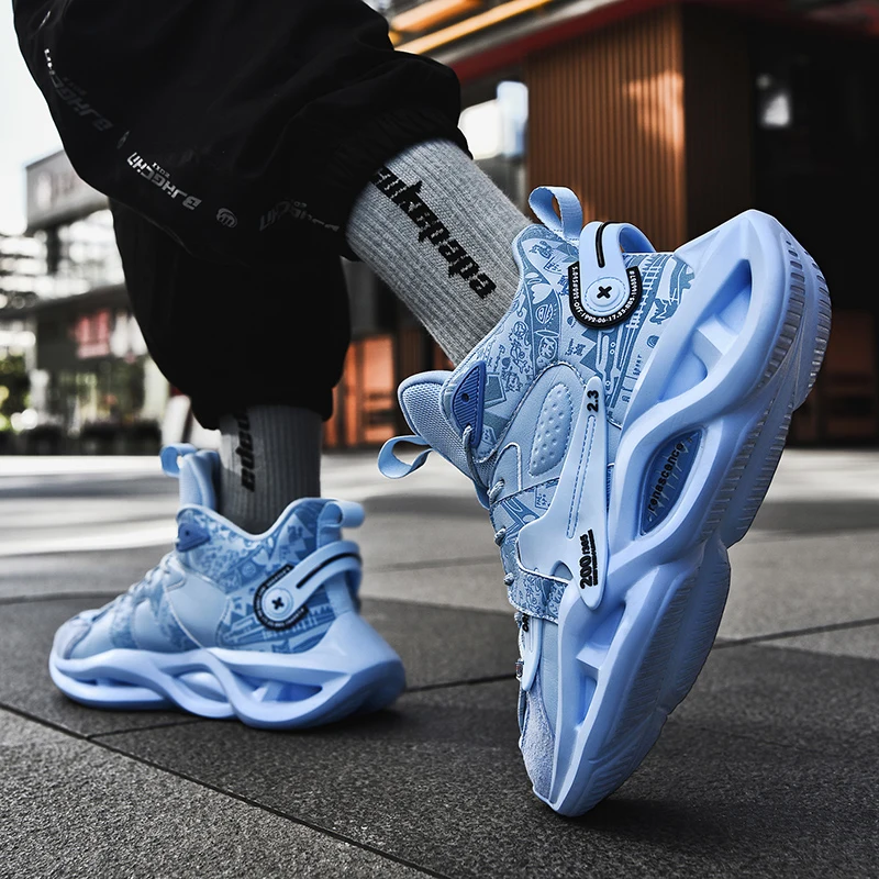 Мужские Стильные Баскетбольные туфли на шнуровке амортизирующие удобные