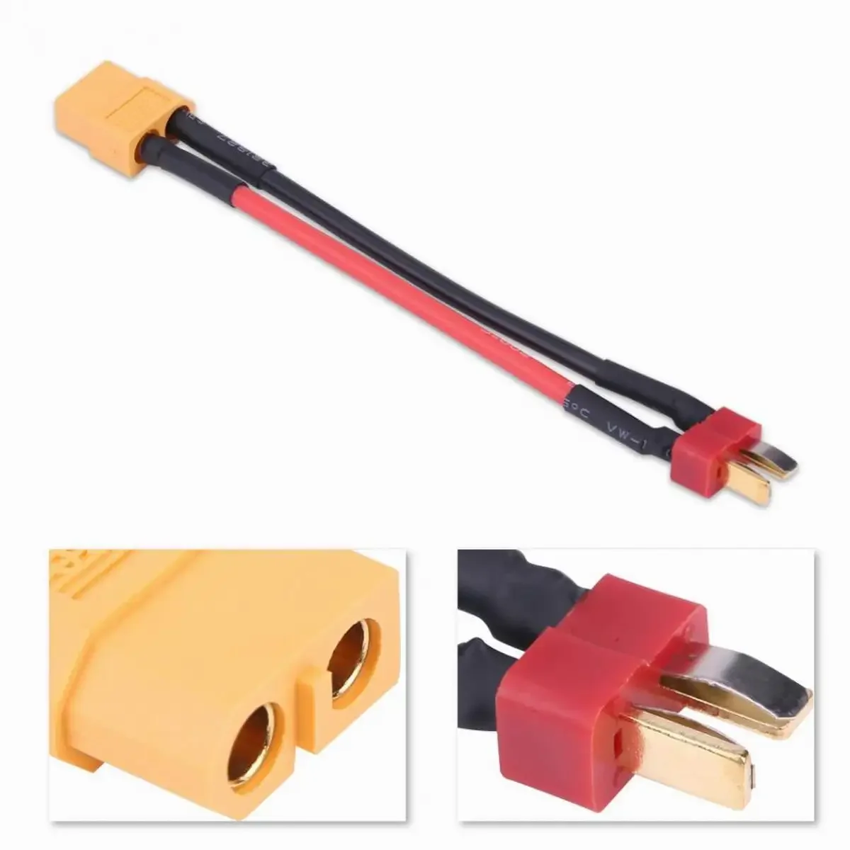 Фото Переходник XT60 к Deans T-Plug «папа-мама» Т-разъем к кабелю «мама» XT60 100 мм для Lipo батареи 14AWG RC Запчасти №5