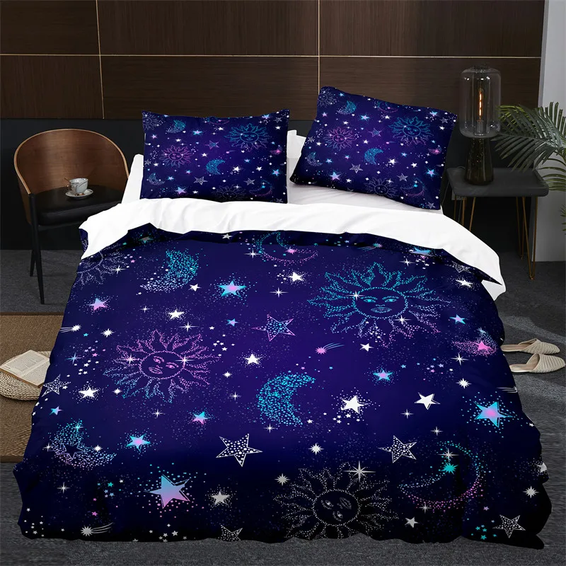 

Sun and Moon Duvet Cover Galaxy Astrology Comforter Cover Microfiber Star Bedding Set King For Boys Girls Child Teen Room Decor