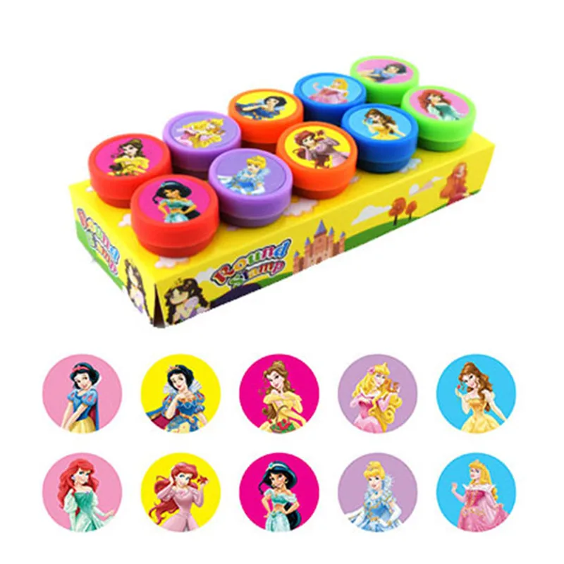 10pcs/Set Disney Princess Seal Children's Cartoon Seals Set Toy Doll Student Stamp Cute Reward Birthday Gift To Children
