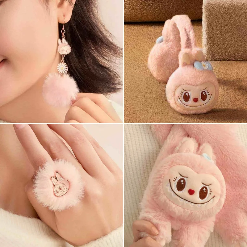 Новая теплая серия шарф/шляпа/парик/кольцо/нашивка Labubu милая периферия зимняя