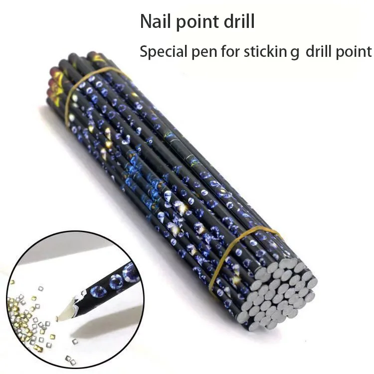 10Pc Nail Rhinestone Picker Pencil Nail Dotting Wax Pen Crystal Acrylic Handle Self Adhesive Resin Picker Pencil Gem Pick Up Pen