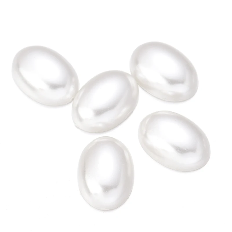 Exquisite Design Plastic Oval White Pearl Ring Face for Jewelry Making Accessories DIY Bracelets Necklace Earring Craft Kits