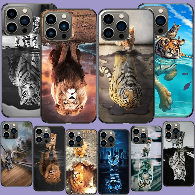 

Lion Tiger king Clear Silicone Phone Case For Iphone 14 13 Pro Max 12 Mini 11 Pro XR X XS Max 6 6S 7 8 Plus 5 SE 2020 Cover Cute