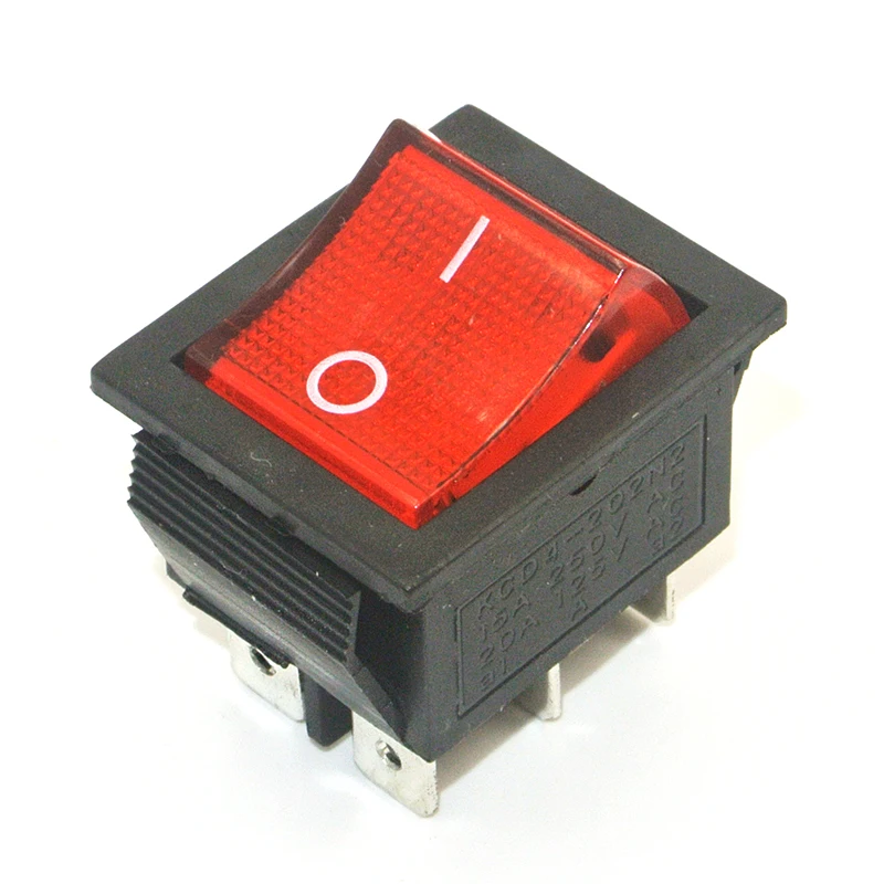 

50PCS KCD4 Rocker Switch ON-OFF 2 Position 6 Pins Electrical Equipment With Light 16A 250VAC/ 20A 125V