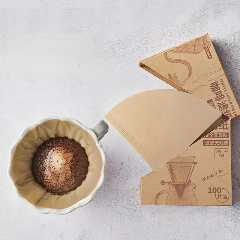 

100PCS Coffee Filter Paper Hand-washed Filter Paper Fan-shaped Cone Filter Drip Coffee Pot V60 Filter Paper 1-4 People