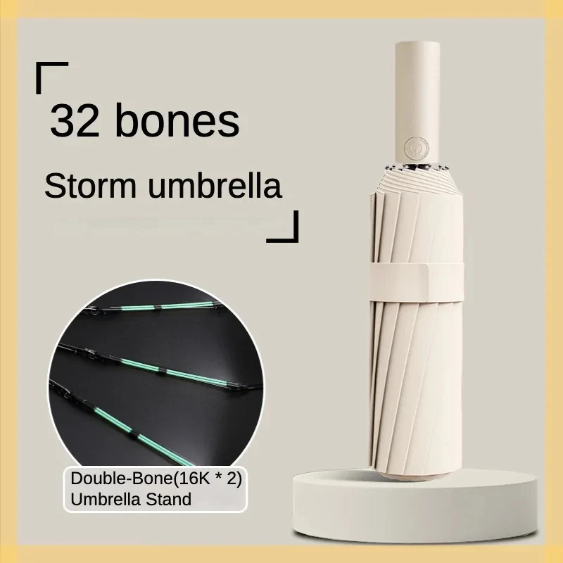 

For Rainy Umbrella Windproof Sunproof Bone Double Ultra-strong Men Waterproof Automatic And Uv Umbrellas 32 Sunny Bone Sunshade