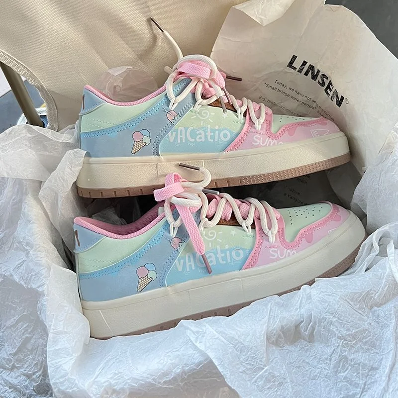 SHANPA Color Block Shoes for Women Korean Fashion Student Casual All Match Sneakers High Street Increased Zapatillas Mujer