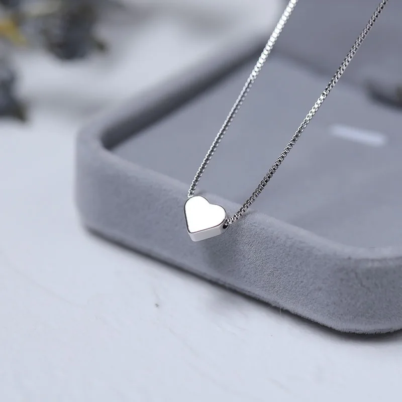 Серебряное Ожерелье С Подвеской В Виде Гладкого Сердца Для Женщин ENSHIR