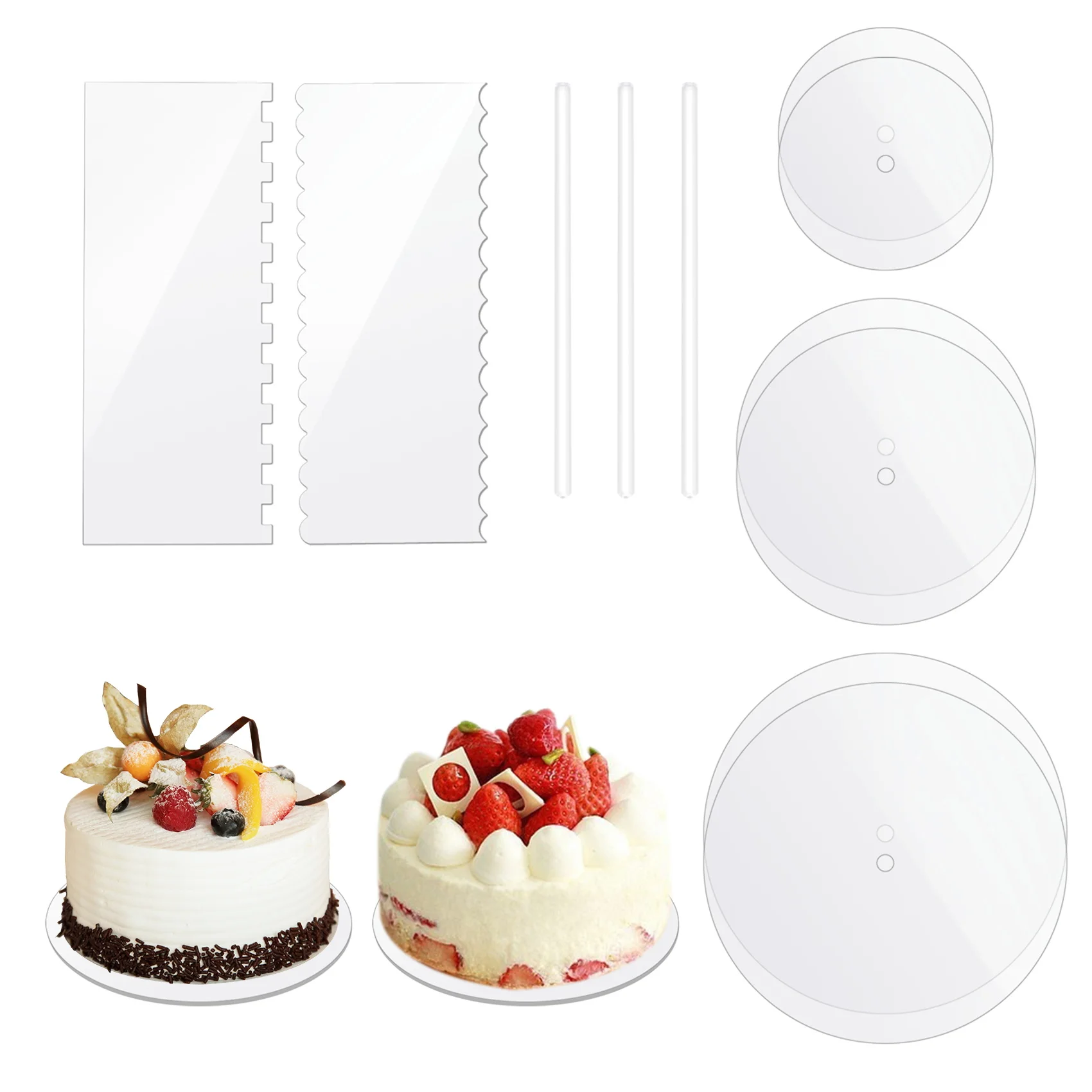 Набор акриловых круглых дисков для торта-стандартные доски торта с центральным