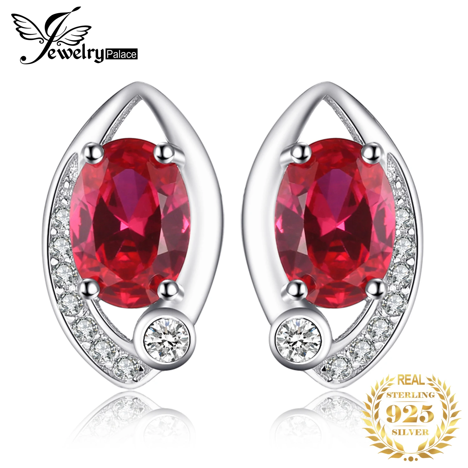 

Женские серьги-гвоздики из серебра 925 пробы, с красным Рубином