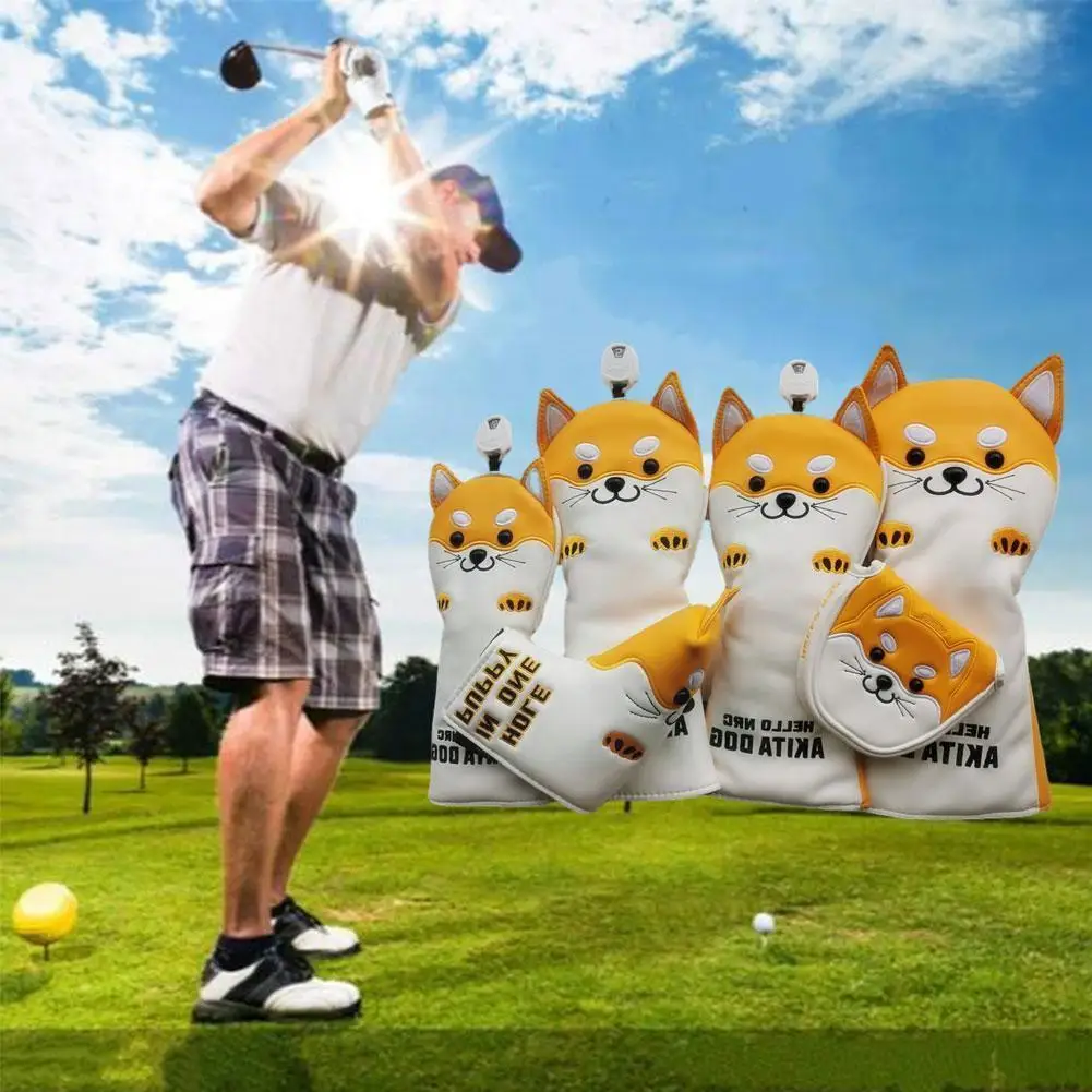 

Golf Club Protector Cute Akita Golf Club Cover Semicircle Waterproof Cover Cover Protective Durable Putting K8j2