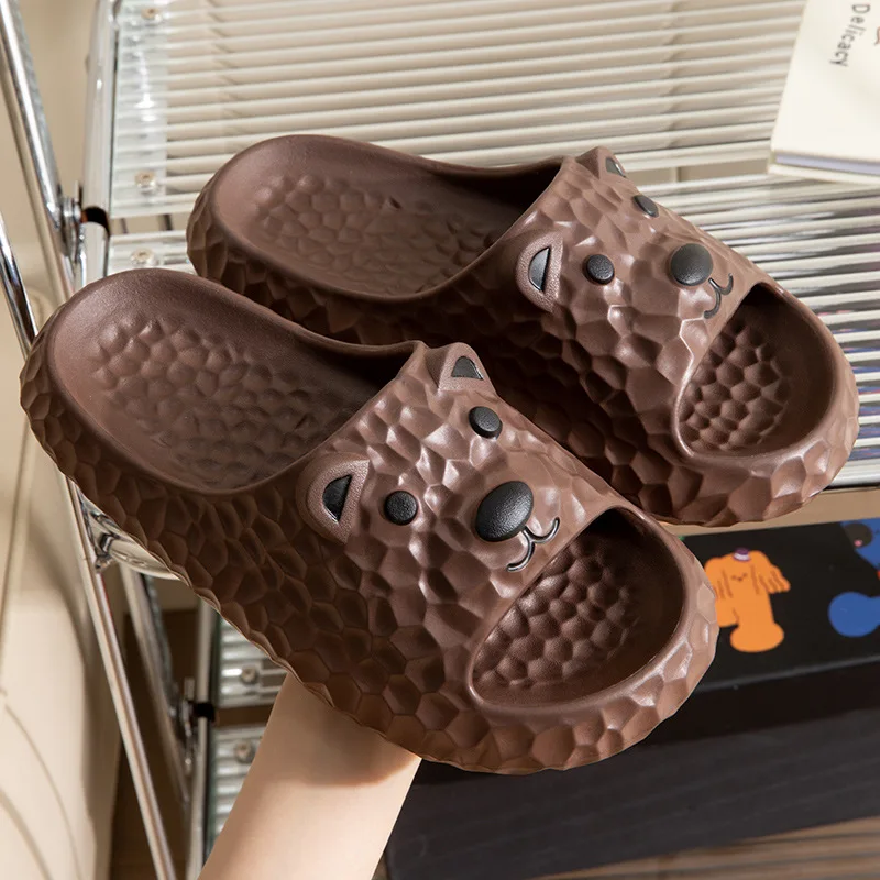 New Cute Bear Family Slipper for Womens Spring Summer Home Slippers Indoor Antiskid Sandals Soft Soles Breathable Shoes Slides