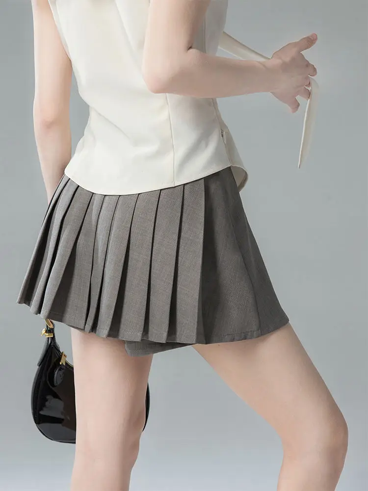 Корейская юбка без рукавов комплект из двух предметов модная блузка с