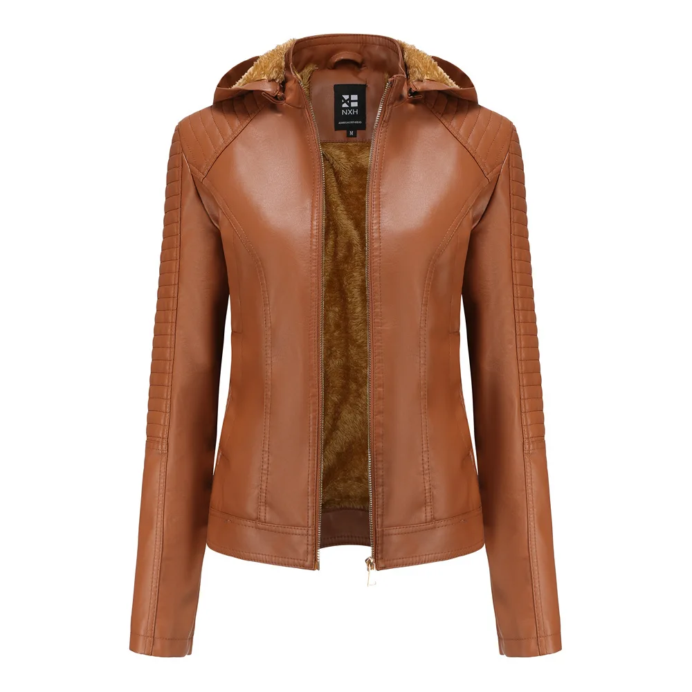 

Women Faux Leather Jacket New Autumn Winter Coat Vintage Thick Warm Outwear Slim PU Leather Jackets Coat Outdoor Clothing Ladies