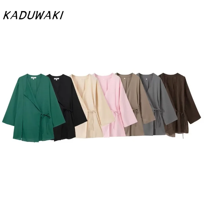 KADUWAKI японское классическое кимоно с перекрестным завязком куртка повседневные
