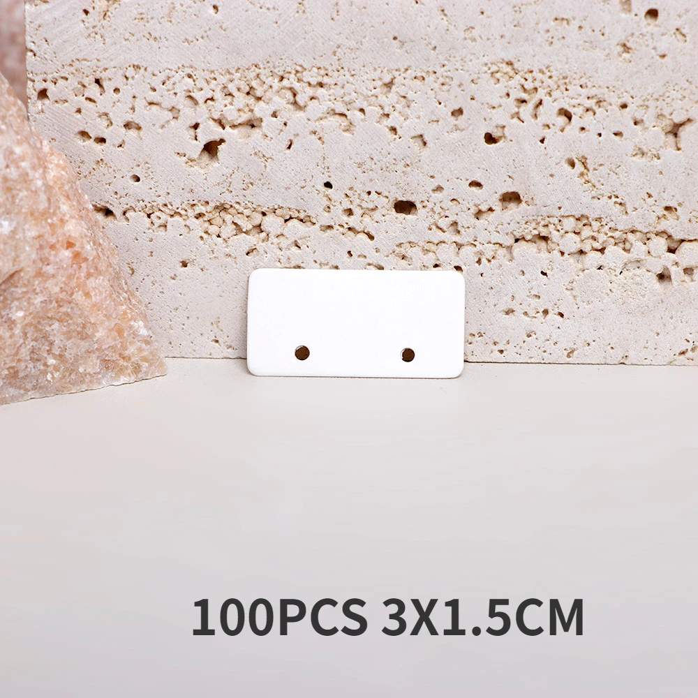 

100 шт. 3x1,5 см пустые витрины с 2 отверстиями для ювелирных изделий, держатель для сережек, картонные пакеты для малого бизнеса, оптовая продажа, товары