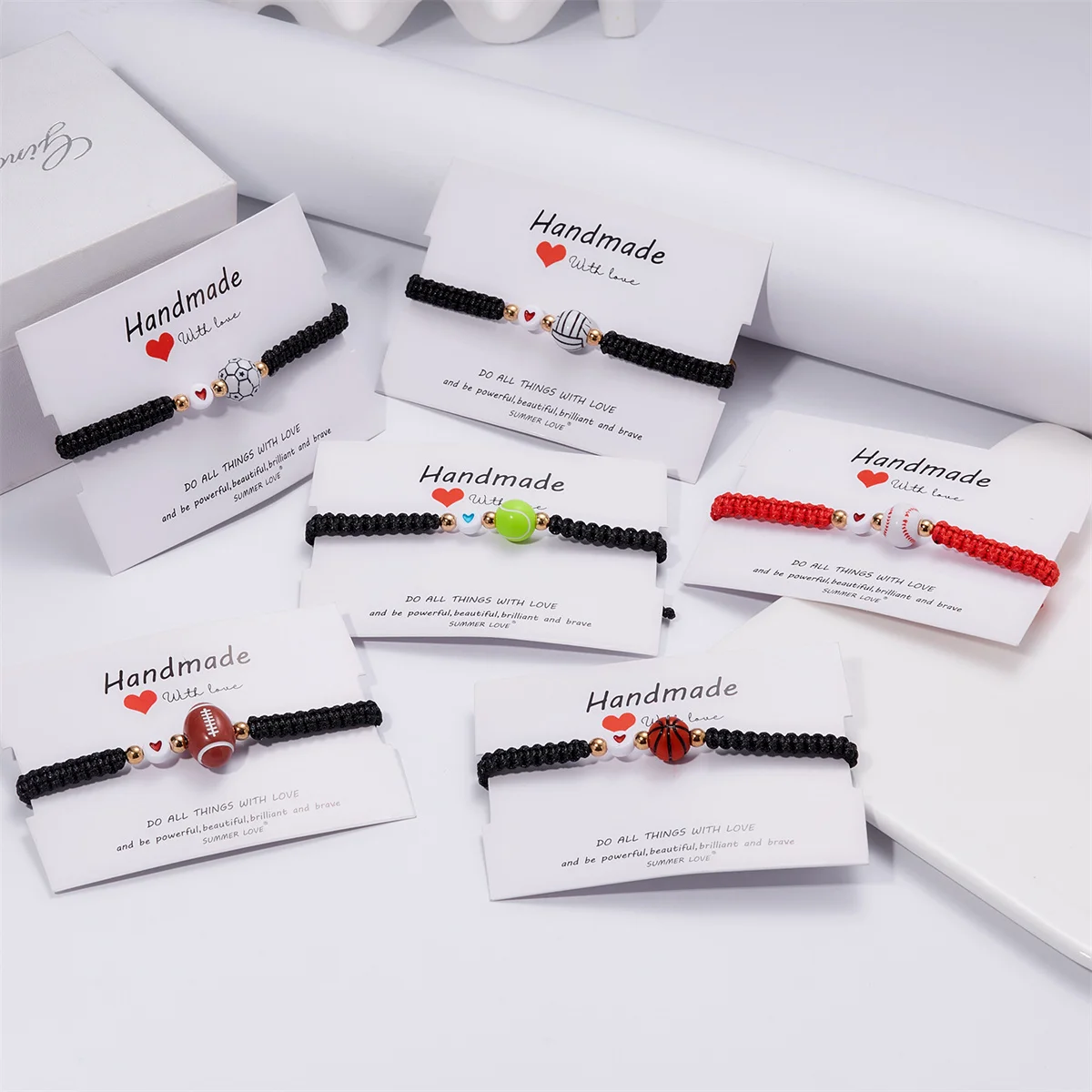 Плетеные браслеты ручной работы в форме сердца из спортивной серии для женщин и