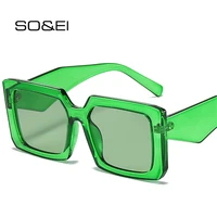 soei square women sunglasses retro gradient shades uv400 men wide legs brand designer fashion blue green sun glasses
